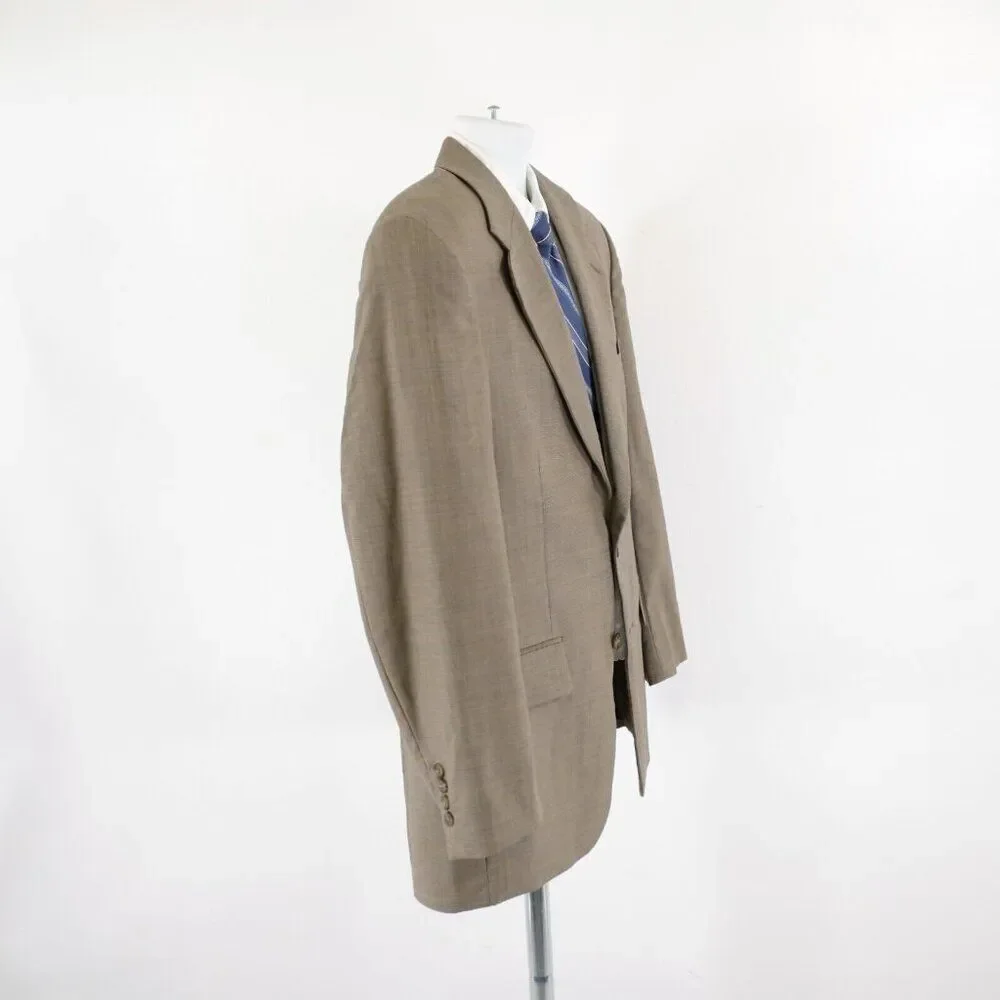 Chaps Ralph Lauren Wool Tan Gray Birdseye Check 40R 2 Button Sport Coat / Blazer